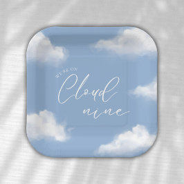 Wir sind auf Cloud 9 Blue Baby Shower Personalisie Pappteller