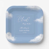 Wir sind auf Cloud 9 Blue Baby Shower Personalisie Pappteller (Vorderseite)