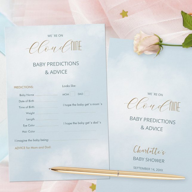 Wir sind auf Cloud 9 Blue Baby Shower Predictions  (We´re on Cloud 9 Blue Baby Shower Predictions Game ©Susanne Sachers - Sunny Mind 🌞)
