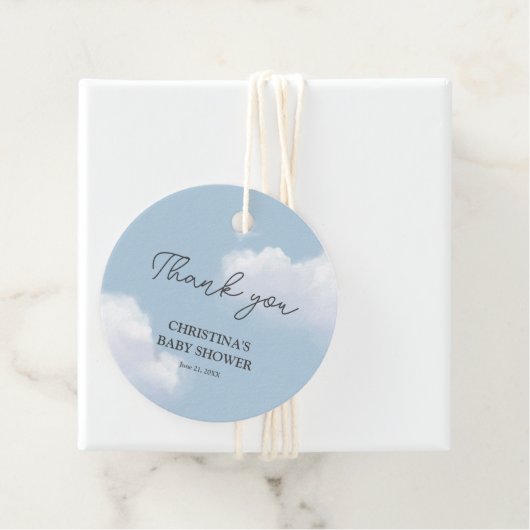 Wir sind auf Cloud 9 Blue Boy Baby Shower Danke Geschenkanhänger (Beispiel)