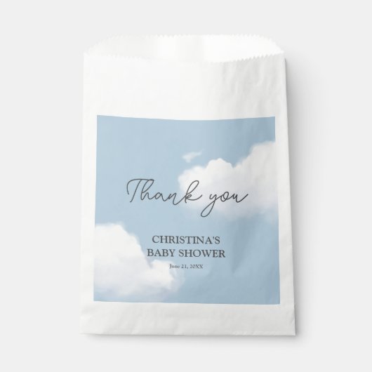 Wir sind auf Cloud 9 Blue Boy Baby Shower Danke Geschenktütchen (Vorderseite)