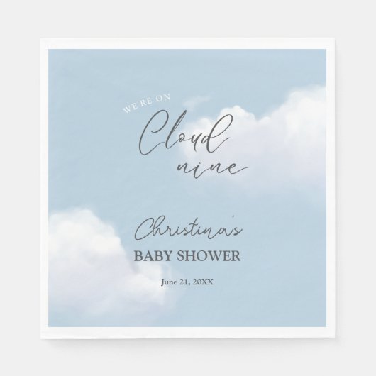 Wir sind auf Cloud 9 Blue Boy Baby Shower Serviette (Vorderseite)