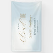 Wir sind auf Cloud 9 Dreamy Blue Script Baby Showe Banner (Vertikal)