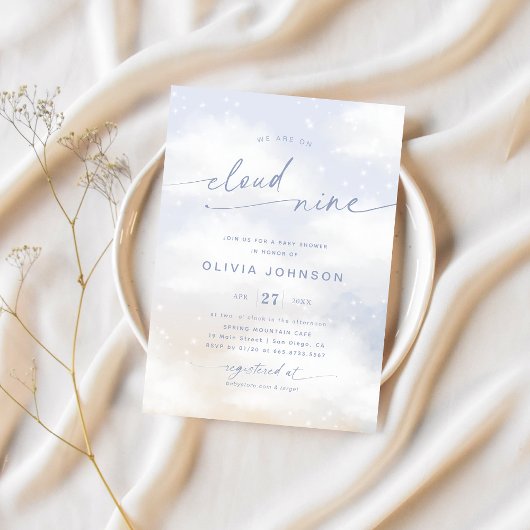 Wir sind auf Cloud 9 Dreamy Clouds Baby Dusche Einladung