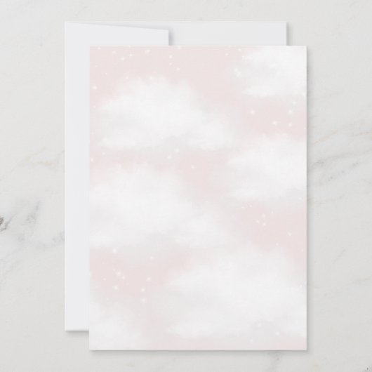 Wir sind auf Cloud 9 Dreamy Pink Baby Dusche Einladung (Rückseite)