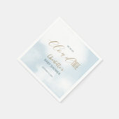 Wir sind auf Cloud 9 Elegant Script Blue Baby Show Serviette (Ecke)