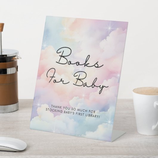 Wir sind auf Cloud 9 First Books Baby Shower Sockelschild (In SItu)