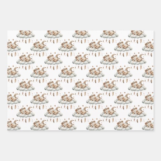 Wir sind auf Cloud neun geschlechtsneutrale Boho F Geschenkpapier Set (Vorderseite)