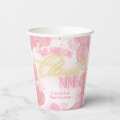 Wir sind auf Cloud Nine 9 Pink Gold Girl Baby Dusc Pappbecher (Rückseite)