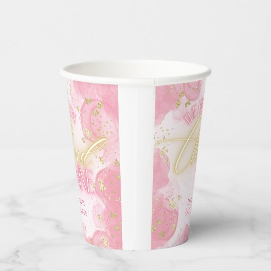 Wir sind auf Cloud Nine 9 Pink Gold Girl Baby Dusc Pappbecher (Rechts)