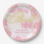 Wir sind auf Cloud Nine 9 Pink Gold Girl Baby Dusc Pappteller (Vorderseite)