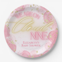 Wir sind auf Cloud Nine 9 Pink Gold Girl Baby Dusc Pappteller