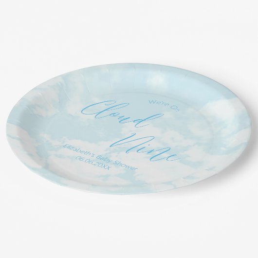 Wir sind auf Cloud Nine Baby Dusche Pappteller (Schrägansicht)