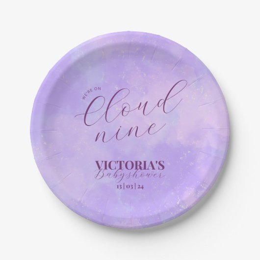 Wir sind auf Cloud Nine Baby Dusche Pappteller (Vorderseite)