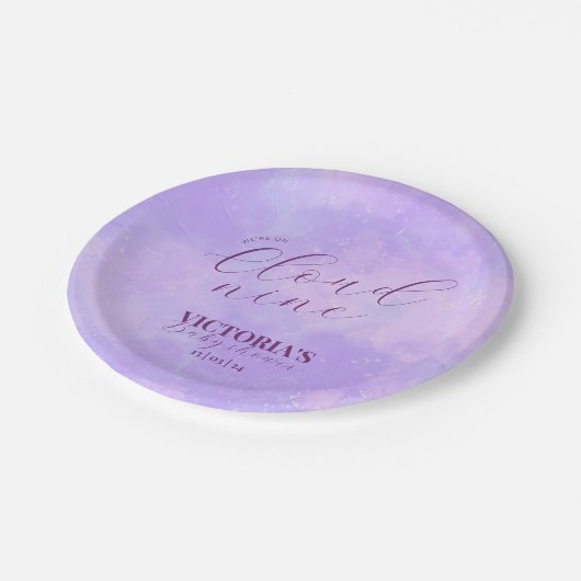 Wir sind auf Cloud Nine Baby Dusche Pappteller (Schrägansicht)