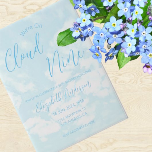 Wir sind auf Cloud Nine Baby Dusche Pergament Einladungen