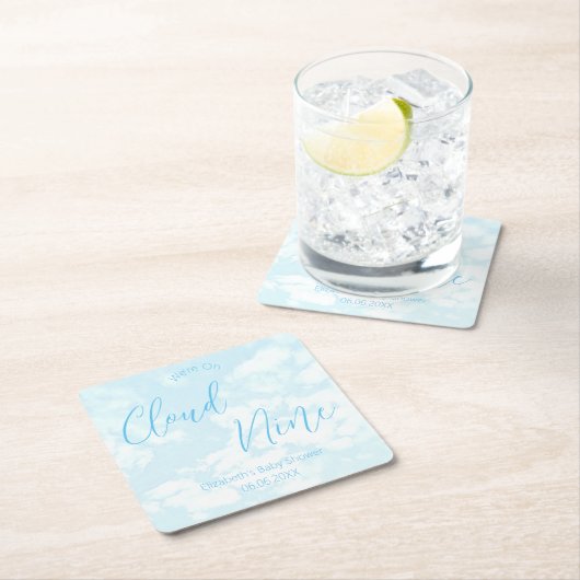 Wir sind auf Cloud Nine Baby Dusche Rechteckiger Pappuntersetzer (Vor Ort)