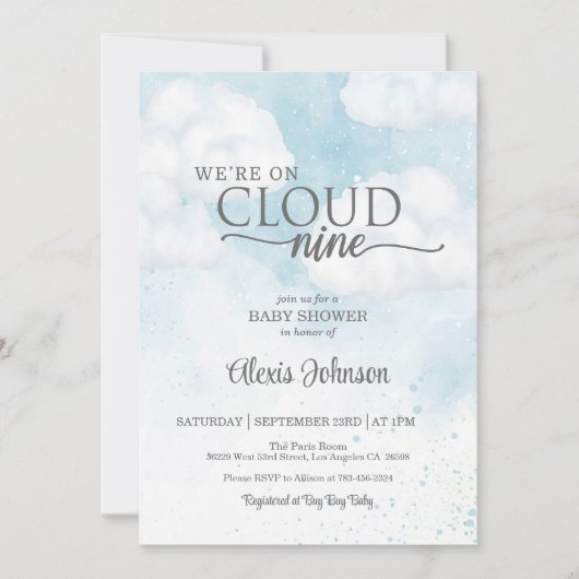 Wir sind auf Cloud Nine Baby Shower (Boy) Einladung (Vorderseite)