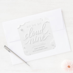 Wir sind auf Cloud Nine Baby Shower Quadratischer Aufkleber