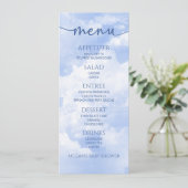 Wir sind auf Cloud Nine Blue Baby Dusche Food Menü Menükarte (Stehend Vorderseite)