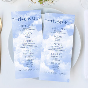 Wir sind auf Cloud Nine Blue Baby Dusche Food Menü Menükarte