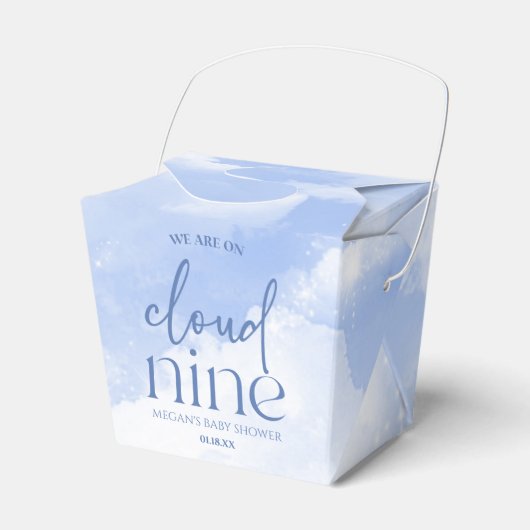 Wir sind auf Cloud Nine Blue Baby Dusche Geschenkschachtel (Vorderseite)