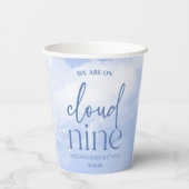 Wir sind auf Cloud Nine Blue Baby Dusche Pappbecher (Rückseite)