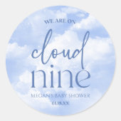 Wir sind auf Cloud Nine Blue Baby Dusche Runder Aufkleber (Vorderseite)