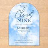 Wir sind auf Cloud Nine Blue Boy Baby Dusche Acryleinladungen (Vorderseite)