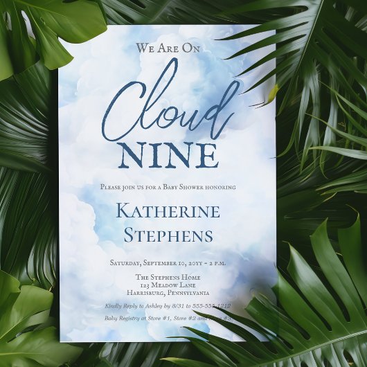 Wir sind auf Cloud Nine Blue Boy Baby Dusche Einladung