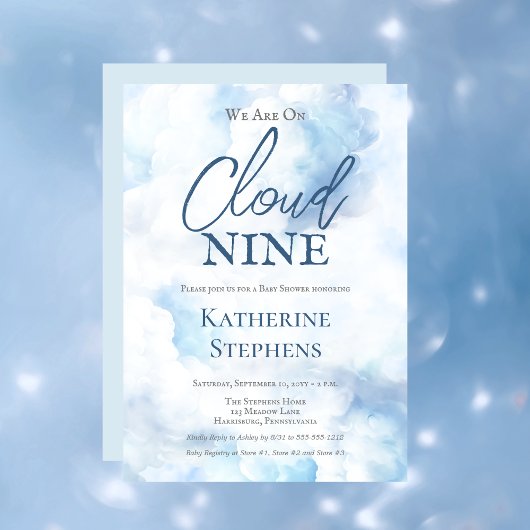 Wir sind auf Cloud Nine Blue Boy Baby Dusche Einladung