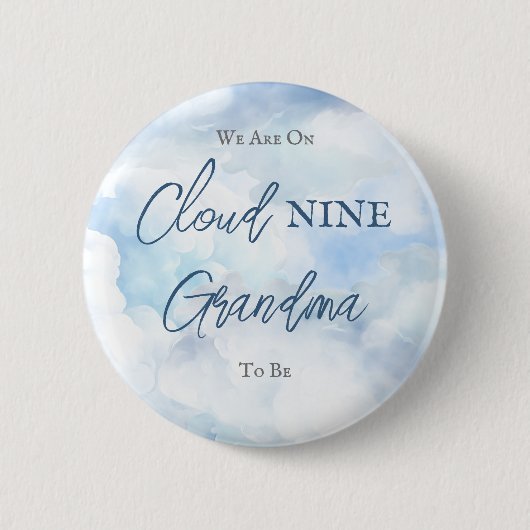 Wir sind auf Cloud Nine Blue Boy Baby Dusche Oma Button (Vorderseite)