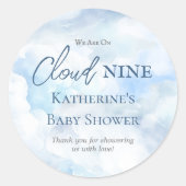 Wir sind auf Cloud Nine Blue Boy Baby Dusche Runder Aufkleber (Vorderseite)