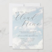 Wir sind auf Cloud Nine Blue Clouds Baby Dusche Einladung (Vorderseite)