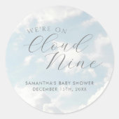Wir sind auf Cloud Nine Blue Clouds Baby Dusche Runder Aufkleber (Vorderseite)