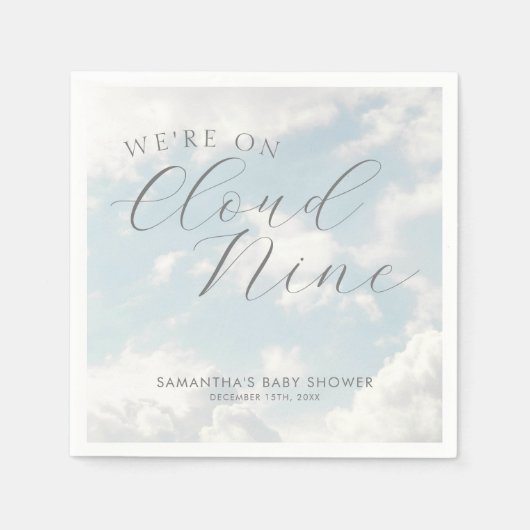 Wir sind auf Cloud Nine Blue Clouds Baby Dusche Serviette (Vorderseite)