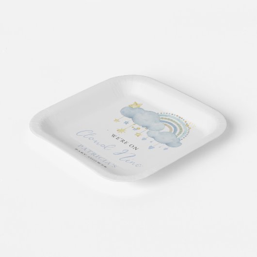 Wir sind auf Cloud Nine Boy Baby Dusche Pappteller (Gewinkelt)