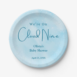 Wir sind auf Cloud Nine Boy Baby Shower Pappteller