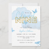 Wir sind auf Cloud Nine Butterflies Boy Baby Dusch Einladung (Vorderseite)