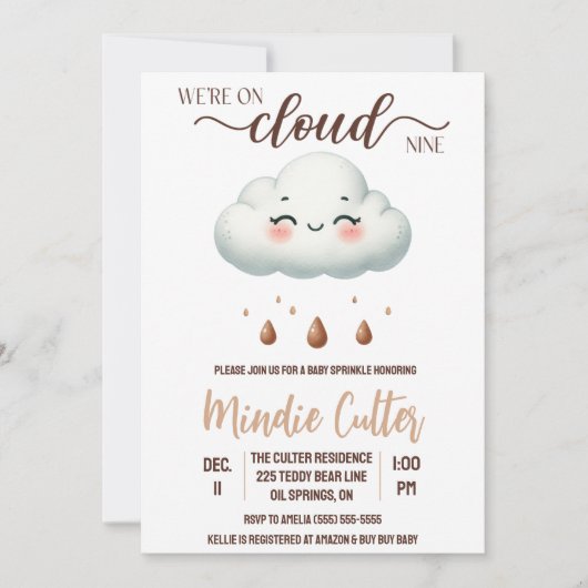 Wir sind auf Cloud Nine, Gender Neutral Baby Sprin Einladung (Vorderseite)