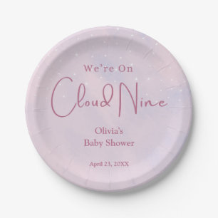 Wir sind auf Cloud Nine Girl Baby Shower Pappteller