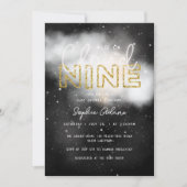 Wir sind auf Cloud Nine Gold Dreamy Baby Dusche Einladung (Vorderseite)