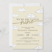 Wir sind auf Cloud Nine Hand Drawn Clouds Babydusc Einladung (Vorderseite)