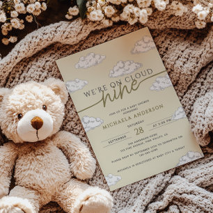 Wir sind auf Cloud Nine Hand Drawn Clouds Babydusc Einladung