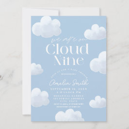 Wir sind auf Cloud Nine Modern Blue Cloud Baby Dus Einladung