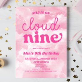 Wir sind auf Cloud Nine Pink 9. Geburtstagsparty Einladung