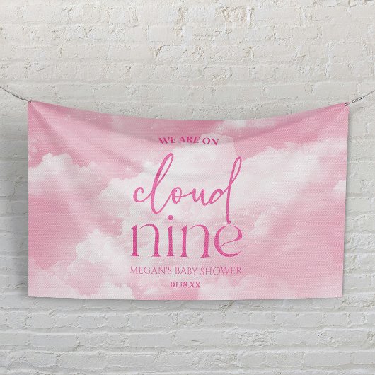 Wir sind auf Cloud Nine Pink Baby Dusche Banner