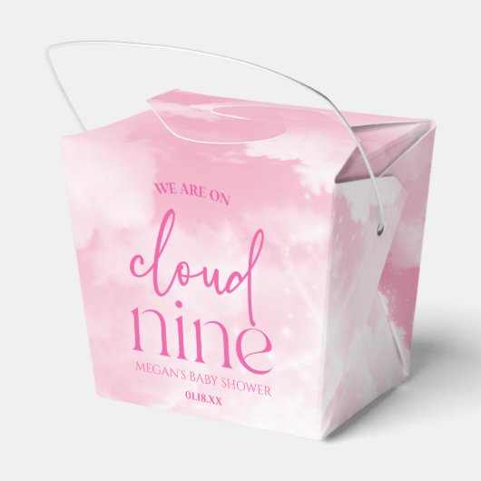 Wir sind auf Cloud Nine Pink Baby Dusche Geschenkschachtel (Rückseite)
