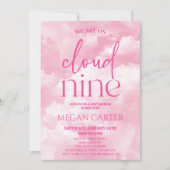 Wir sind auf Cloud Nine Pink Clouds Baby Dusche Einladung (Vorderseite)
