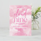 Wir sind auf Cloud Nine Pink Clouds Baby Dusche Einladung (Stehend Vorderseite)